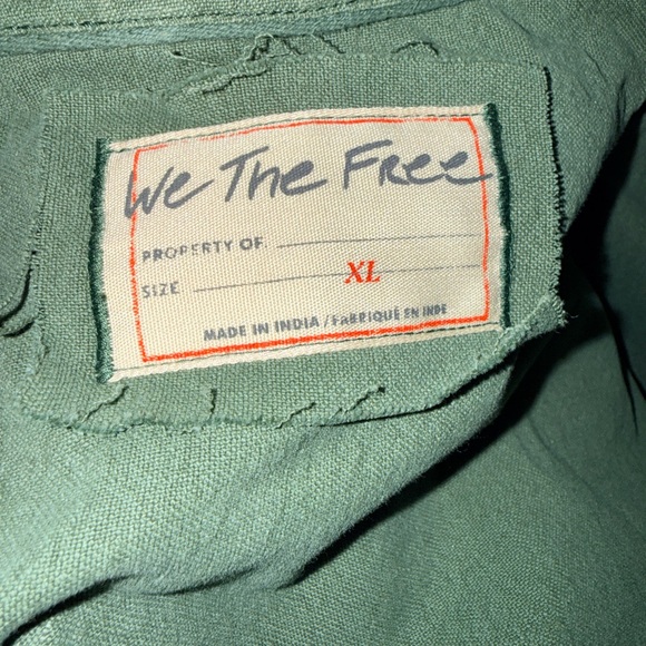 LIKE NEW FREE PEOPLE WE THE FREE TAKE FLIGHT EMBROIDERED SHIRT, DRIED PINE, XL - Picture 8 of 13